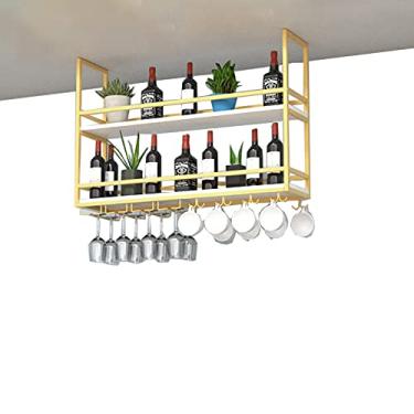 Imagem de APUM Suporte para copos de vinho para pendurar no teto, suporte de garrafa de vinho vintage, suporte de copo de vinho para decoração de teto, para bares, restaurantes, suporte de copos