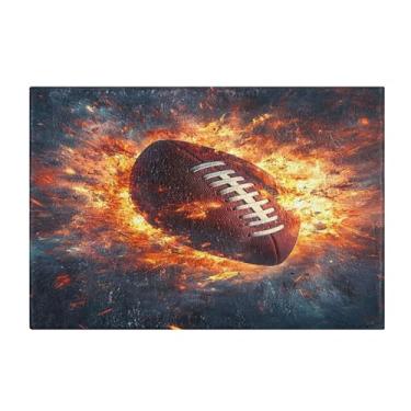 Imagem de Burbuja Tapete de banho American Fire Football, tapete de banheiro absorvente extra macio com suporte antiderrapante para banheiro, banheira, chuveiro, 41 x 61 cm
