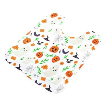 Imagem de Burbuja Tapete de banheiro Boo Pumpkins, tapete de banho absorvente de pelúcia macio, base antiderrapante para piso de banheiro, oval em forma de U
