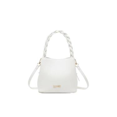 Imagem de Bolsa Feminina Transversal com Alça Trançada, Couro Sintético, Branca, 25x16x14 cm, com Alça Ajustável