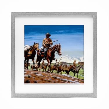 Imagem de Stupell Industries Santa Fe Trail Cowboys Impressão emoldurada preta sob vidro, design por Wind River Studios, 40,6 x 40,6 cm