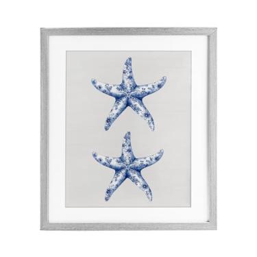 Imagem de Stupell Industries Vintage Toile Starfish Gray Impressão emoldurada sob vidro, design por Lettered and Lined, 16 x 13