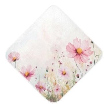Imagem de STAYTOP Toalhas de bebê com capuz de musselina de flores silvestres em aquarela, toalha de banho super macia, toalhas de banho absorventes para bebês recém-nascidos unissex 76 x 76 cm