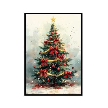Imagem de Impressão de pôster de arte de parede retrô de Natal Papai Noel alce paisagem de inverno imagens de Natal para bar em casa, pub, cozinha, café, loja, decoração de férias (SKU2,16 x 61 cm = (40 x 60 cm