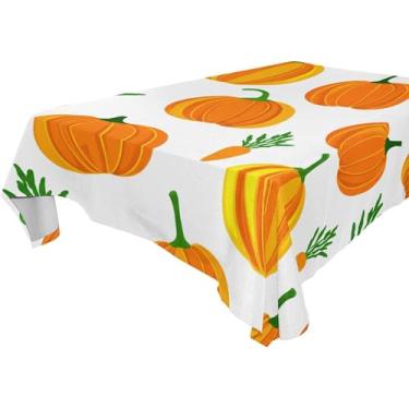 Imagem de Burbuja Toalha de mesa Pumpkins Cenouras, toalha de mesa retangular, anti-rugas, grossa para decoração de jantar, cozinha, festa, 152 x 228 cm