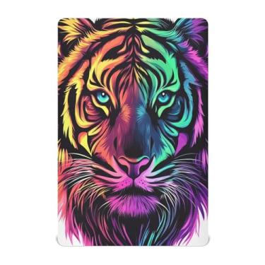 Imagem de STAYTOP Lindo lençol de berço colorido com retrato de tigre para meninos e meninas, lençol com elástico para berço padrão e colchão infantil, lençol de microfibra supermacia 99 × 27 × 5 cm