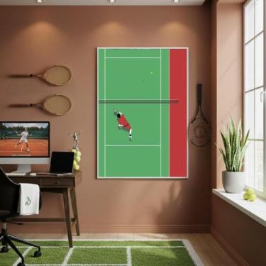 Imagem de Quadro Jogo Na Quadra De Tênis-70X50Cm Mold Branca - Quadros On-Line