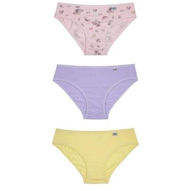 Imagem de Kit/3 Calcinha Miss Delrio 51309 Infantil Sortidas Cotton T. P/GG, G, 