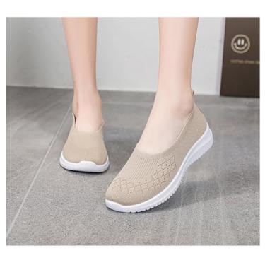 Imagem de Botas femininas de inverno para neve – Botas curtas impermeáveis no tornozelo com forro de pele, tênis sem cadarço para clima frio ao ar livre, Bege, 38