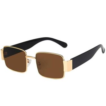 Imagem de Óculos de Sol Pequenos Femininos em Metal com Cores Candy, Estilo Punk Masculino, Proteção UV400, para Esportes ao Ar Livre, Corrida e Ciclismo, Marrom Dourado