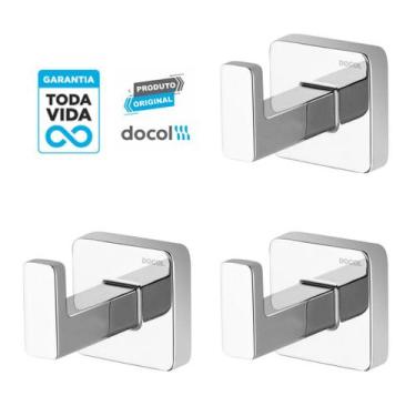 Imagem de Kit 3 Cabide De Parede Docol Trip Docol Cromado Original 761706, 00761