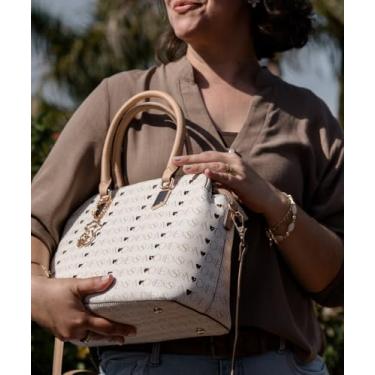 Imagem de Bolsa Feminina Chenson Original 3485396 – Monograma Coração, 3 Divisórias, Bege