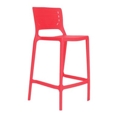 Imagem de Banqueta Alta Cozinha Vermelho Pastel Empilhável Saturno em Polipropileno Acrilys