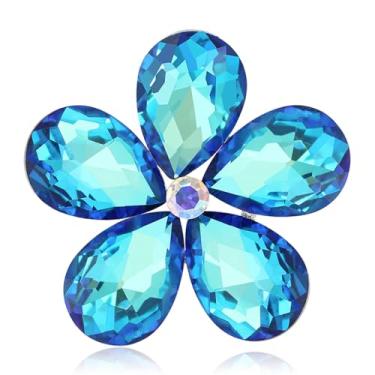 Imagem de Broche de flor de cristal para mulheres, broche floral de strass brilhante, presente de joia elegante para mãe, noiva, casamento, blazer, Large, Zircônia cúbica, Sem Pedra Preciosa