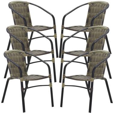 Imagem de 6 Cadeiras Floripa Em Alumínio Pintura Trama Original Cappuccino