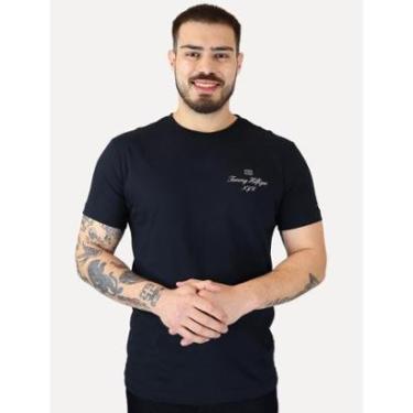 Imagem de Camiseta Tommy Hilfiger Masculina Outline Flag Script Azul Marinho-Masculino