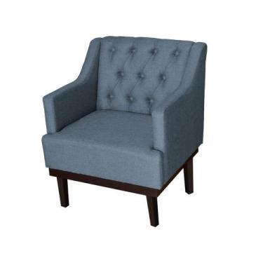 Imagem de Poltrona Decorativa Clássica Com Base Madeira Linho - DS Estofados, Az