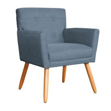 Imagem de Poltrona Decorativa Onix Linho Cores Variadas - DS Estofados, Azul