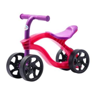 Imagem de Bicicleta de Equilíbrio Infantil, Design Futurista, para Crianças Acima de 1 Ano, Rosa, 4 Rodas, Desenvolvimento Motor e Equilíbrio