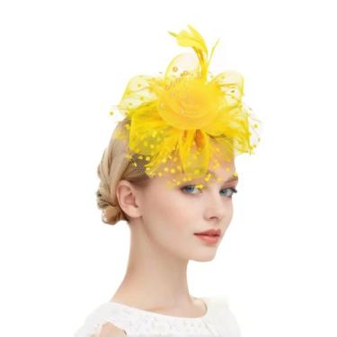 Imagem de Sombrero Fascinador Litter Star con Plumas para Té y Bodas