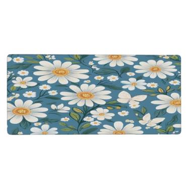 Imagem de Mouse pad grande azul e branco à prova d'água para computador protetor de mesa estendido tapete de borracha antiderrapante para escritório, computador, teclado, laptop e mesa de casa, mouse pad, 89,9