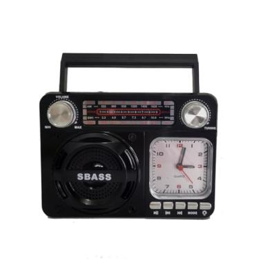 Imagem de Caixinha De Som Rádio Relógio Retro Bluetooth Vintage (Preto)