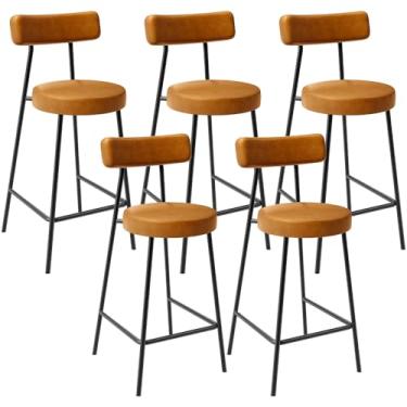 Imagem de Kit 05 Banquetas Baixa Para Cozinha Sala De Jantar Bancada Milão L02 Couríssimo Whisky - Lyam Decor