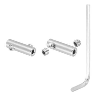Imagem de PATIKIL Conjunto de clipes de corda de fio com furo de 2 mm, 2 peças de aço inoxidável 304 com parafusos hexagonais M4 chave inglesa para encaixe de corda de arame, prata