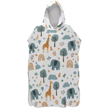 Imagem de Joisal Roupão branco para troca de girafas de desenho animado para adultos, poncho de surfe, praia, moletom com capuz, toalha floral, secagem rápida, ponchos para mulheres