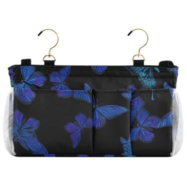 Imagem de TSENQUE Suporte lateral para beliche e borboletas de crisálida azul para cama, organizador de cabeceira personalizado, suporte remoto de cabeceira