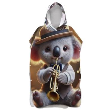Imagem de TSENQUE Vintage Koala Cute Surf Poncho Adultos Trocador Reutilizável Feminino Ponchos com Capuz Praia Moletom Toalha Natação