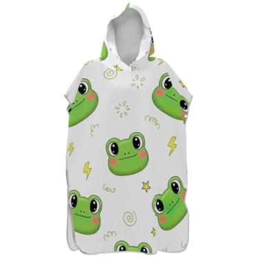Imagem de Joisal Poncho de surfe plus size para trocador adulto toalha de banho com capuz fofo verde sapo de desenho animado ponchos adultos para mulheres