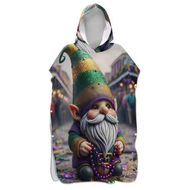 Imagem de Poncho de surfe vibrante arte gnomo trocador adulto praia com capuz toalha de banho roupão feminino ponchos com capuz