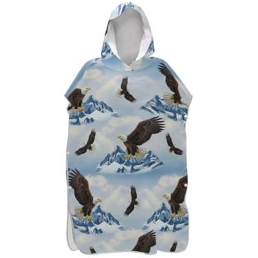 Imagem de Joisal Snowy Mountain Eagles Poncho de surf para adultos trocador com capuz toalha de natação plus size masculino poncho com capuz