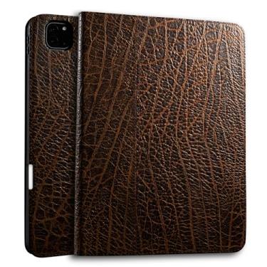 Imagem de Gexmil Capa de couro genuíno para iPad Pro 13 de 2024 polegadas M4 2024 polegadas com suporte para caneta, capa protetora à prova de choque de couro inteligente, suporte ajustável, hibernar/despertar
