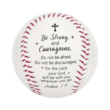 Imagem de AMAZINGSUN Beisebol religioso com Joshua, presentes de batismo para homens e mulheres, confirmação católica presentes de primeira comunhão para adolescentes filho neto, beisebol inspirador para