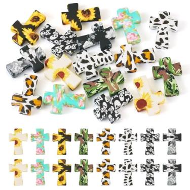 Imagem de Beadthoven 16 peças, 8 estilos, contas focais cruzadas de silicone para canetas, girassol, leopardo, contas em forma de cruz, personagens sortidos, rosário, fé, espaçadores de borracha para chaveiro