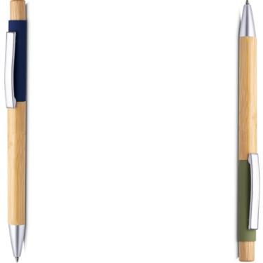 Imagem de Caneta Esferográfica em Alumínio Reciclável, Escrita Azul, Refil Parker, Corpo em Bambu, Ponta Média, Ergonômica, 1 Unidade (Verde 2)