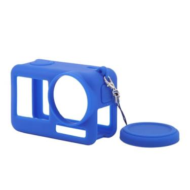 Imagem de aqxreight Capa de Silicone para Action 4 3 Action Camera Capa de Silicone Protetora Macia Com Alça de Pescoço Cordão Azul para Corpo da Câmera Pr de para Câmera de AçãoCapa de para 4 (Azul)