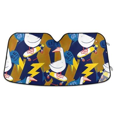 Imagem de Skates fofos de gansos de desenho animado para carro para-sol para-brisa engraçado personalizado dobrável caminhão carro janela persianas para-brisa frontal retrátil L, 144.8 cm x 80.0 cm