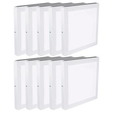 Imagem de Kit 10 Luminária Plafon Led Quadrado Sobrepor 18W 6500K Noll