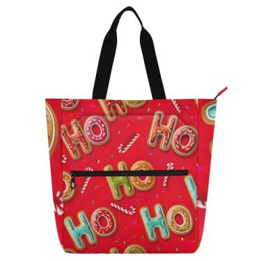 Imagem de Bolachas de gengibre de Natal para mulheres sacola de lona bolsa escolar bolsas de tecido bolsas para amantes de livros presentes