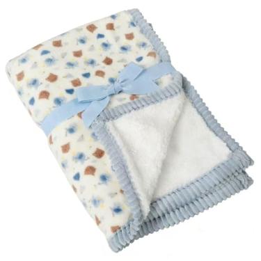 Imagem de Cobertor de lã de ovelha de pelúcia dupla face, adequado para todas as idades, 76 x 101 cm, lã de cordeiro e veludo de leite, estilo moderno com borda decorativa