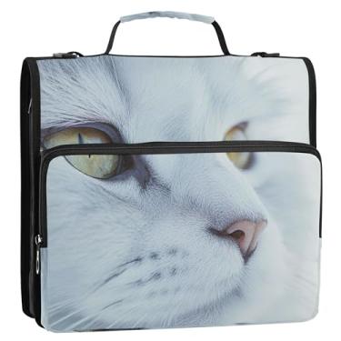 Imagem de Fichários fofos de gato de 3,8 cm com zíper e 3 anéis, bolsa escolar com alça de ombro e alça de ombro