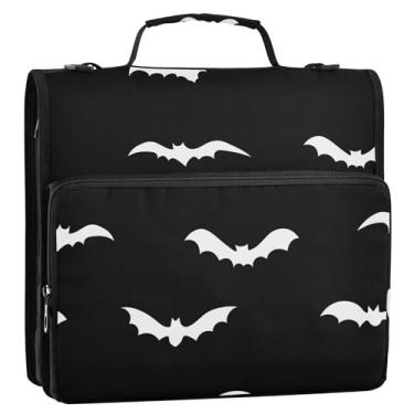 Imagem de Fichários brancos pretos com 3 anéis de 3,8 cm com zíper com alça bolsa escolar floral pasta de portfólio com alça para o ensino médio com alça