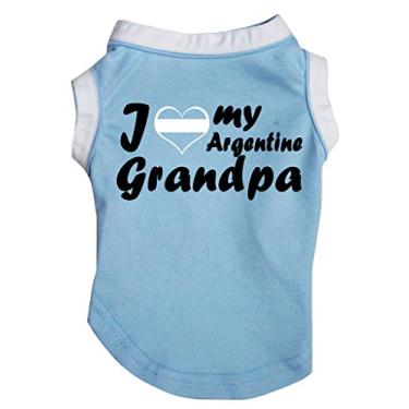 Imagem de Petitebella Camiseta para cachorro I Love My Argentina Grandpa (azul, pequena)