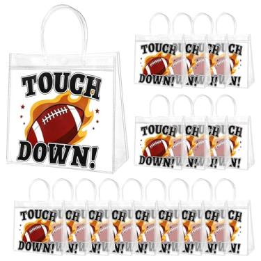 Imagem de Fukaisu Sacos de Lembranças para Festa Futebol com Alças, Sacos Lanche PVC Transparente com Tema Desportivo Rugby para Artigos Festa Aniversário de Equipa (Estilo 2)