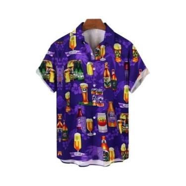 Imagem de Camisa Masculina De Verão Com Estampa 3D Para Festival De Cerveja, Est
