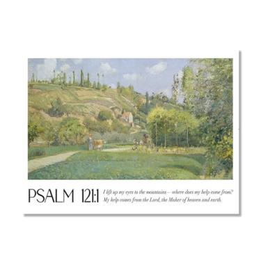 Imagem de Coleção de Salmos das Escrituras Monet Van Gogh Famosa Pintura Aquarela Impressão Verso da Bíblia Pôster em Tela Decoração de Parede de Casa Cristã (SKU19,27.9x35.6 cm = (28 x 35 cm), sem moldura)