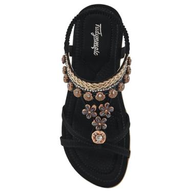 Imagem de FUDYNMALC Sandálias Femininas, Sapatos Baixos: Sapatos Casuais De Verão, Elegantes, Gladiadores, Calçados Confortáveis Para Caminhada